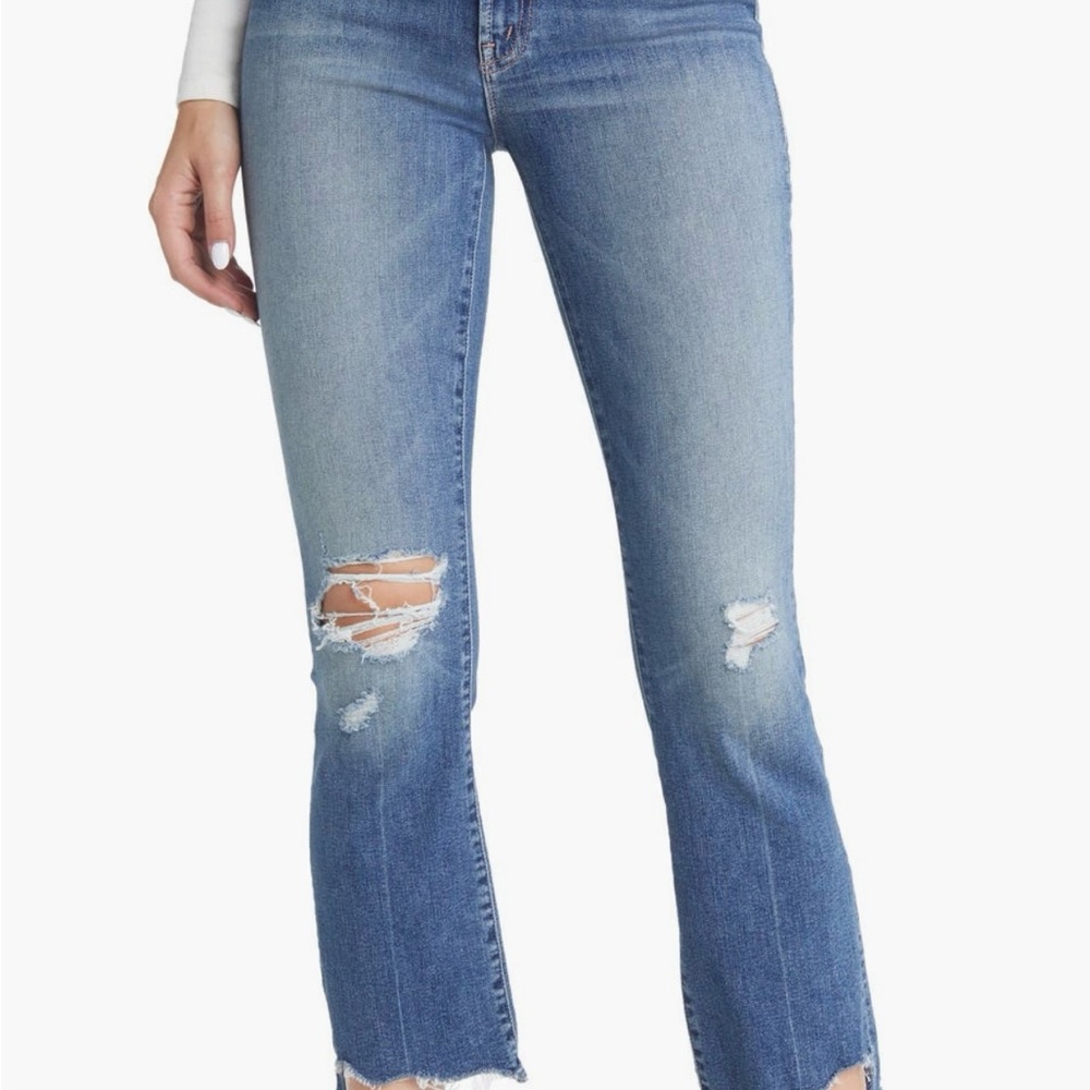 MOTHER The Insider High Waist Chew Hem Denim Jeans, Size 26